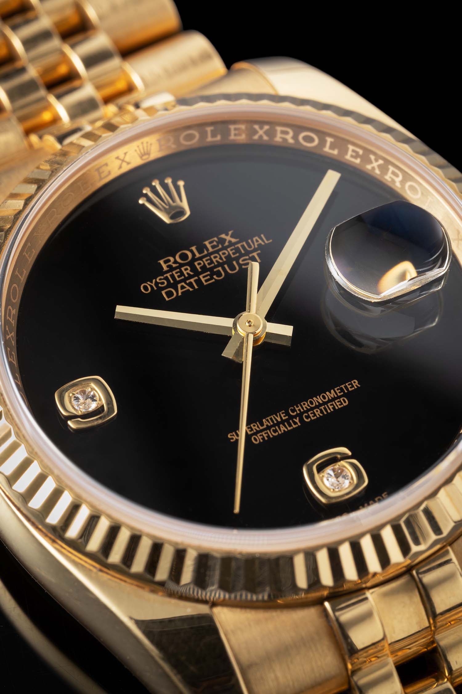 Rolex Datejust 36 Yellow Gold Jubilee Black Onyx Diamonds 116238